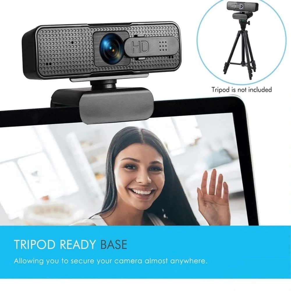 HD Black Webcam with Adjustable Stand